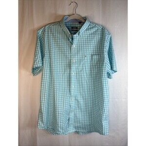 Izod Blue White Short Sleeve Button Down Shirt Size XL Preowned